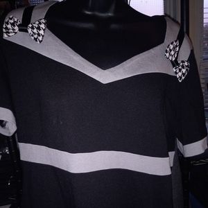 Black White short sleeve sequence dress